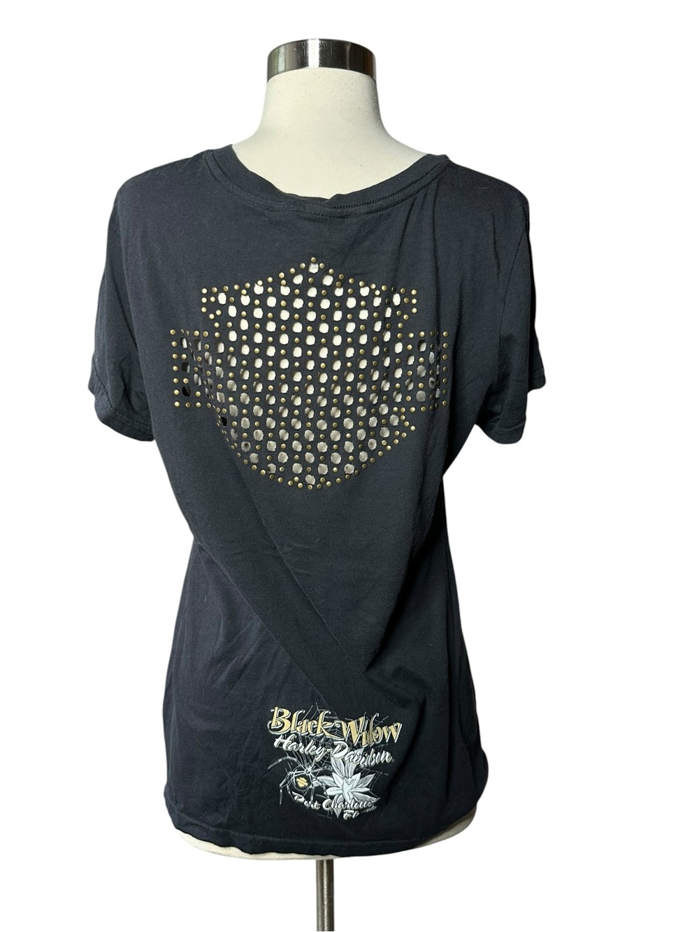 Harley Davidson Studded Mesh Back T-shirt XL - Picture 2 of 8